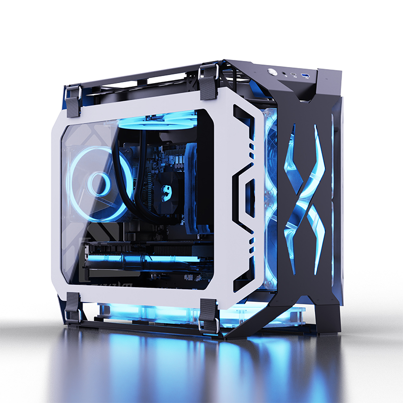 Case Fan - Lovingcool新デザインオープンスタイルゲーミングシャーシ強化ガラスMicro ATX Mini ITX対応コンピューターRGBケースデスクトップPCケース（ファン付き）