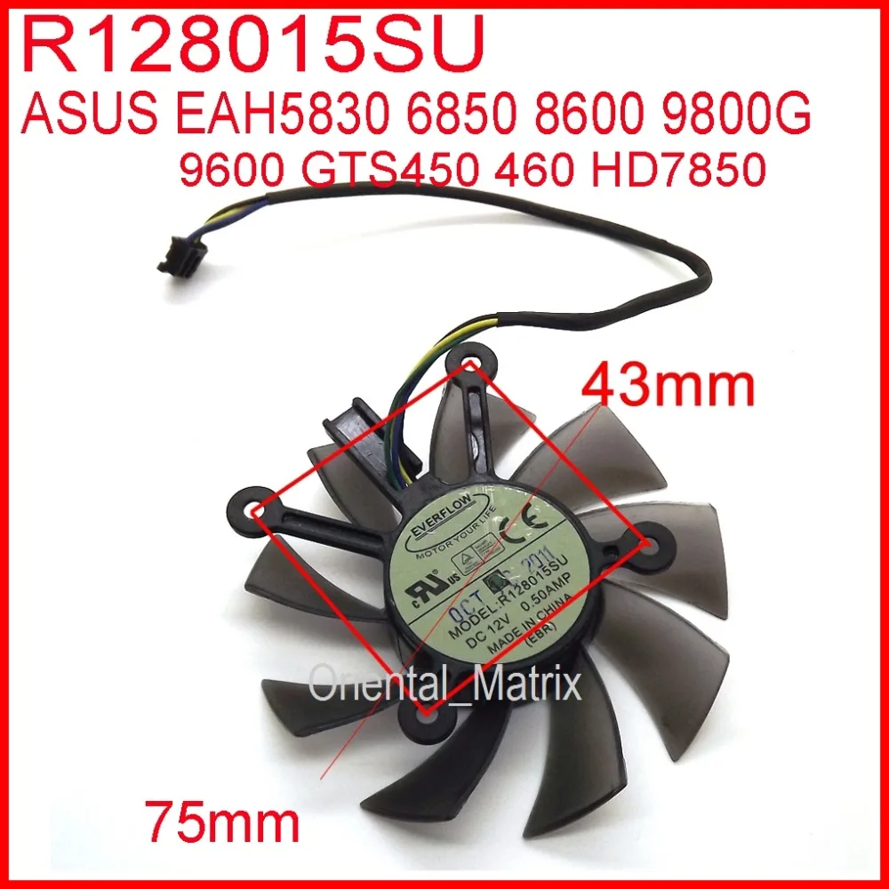 Air Cooler Cpu - 冷却ファンasusr128015su,dc,12v,0.50amp,4ピン,75mm,gts450,460,hd7850,eah5830,6850, 8600, 9800g,9600,送料無料