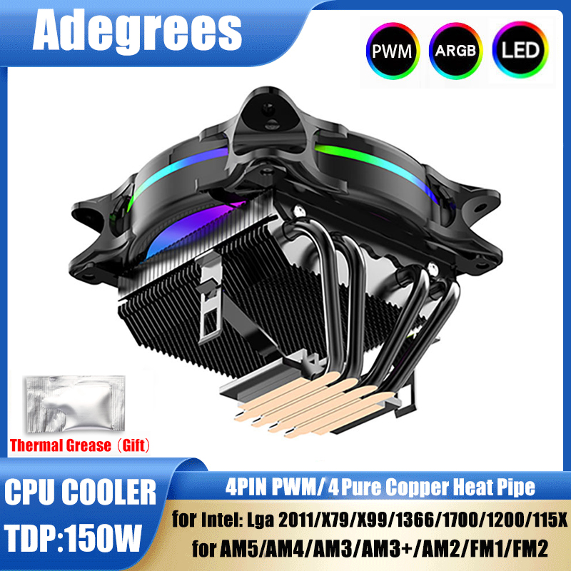 Air Cooler Cpu - X99 CPU空冷クーラー 3ピン/4ピン ARGB PCプロセッサ冷却ファン 4ヒートパイプ