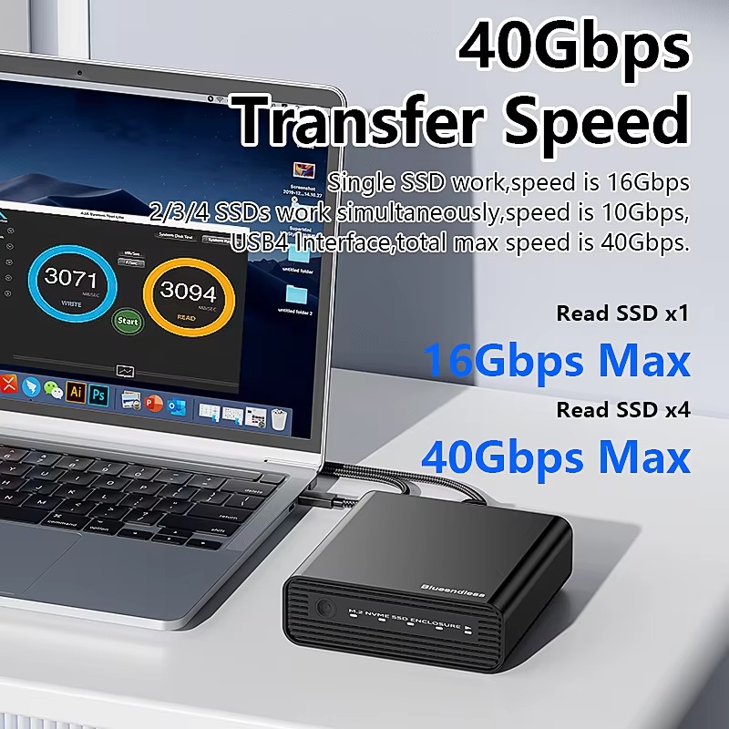 アルミニウム製M2 4ベイUSB4外付けNVME SSDエン - Case Fan のレビューと価格